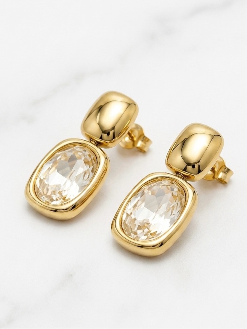 14K Gold Plated Oval Australian Crystal Limited Edition Drop Earrings